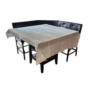 Vintage Ivory Linen TableCloth With 5Pc Napkin 68" X 48" Timeless Elegant